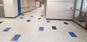 commercial flooring installation vct school hallway vinyl tile floor